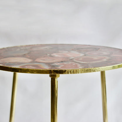 Maroon Red Agate Round Coffee/Side Table
