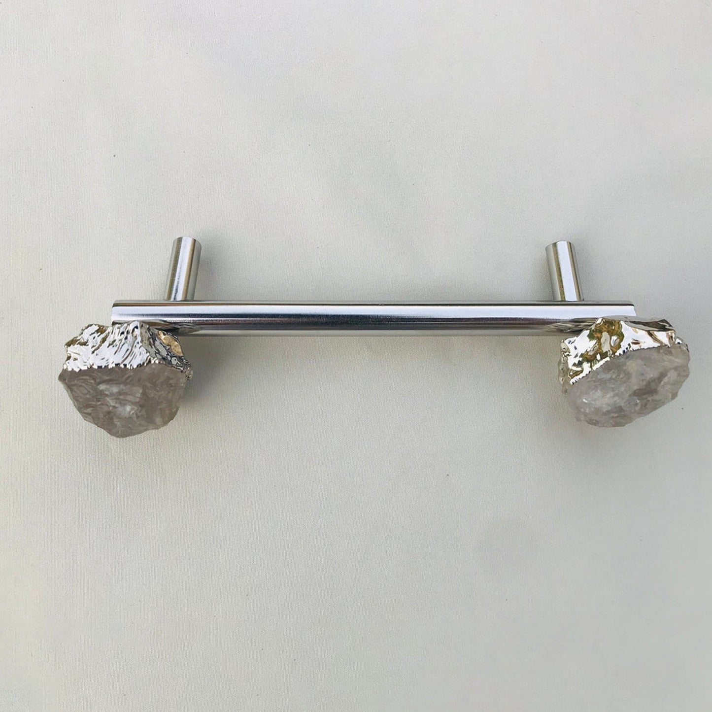 Set of 4 - Cabinet/Door/Drawer/Kitchen Handle and Pull - Clear Quartz/Agate  stainless steel handles