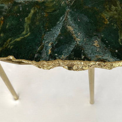 Green Agate/Crystal/Gemstone/Quartz Organic Edge Side/Drink/Coffee Table