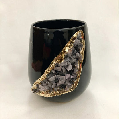 Set of 2 Black Ceramic Vases