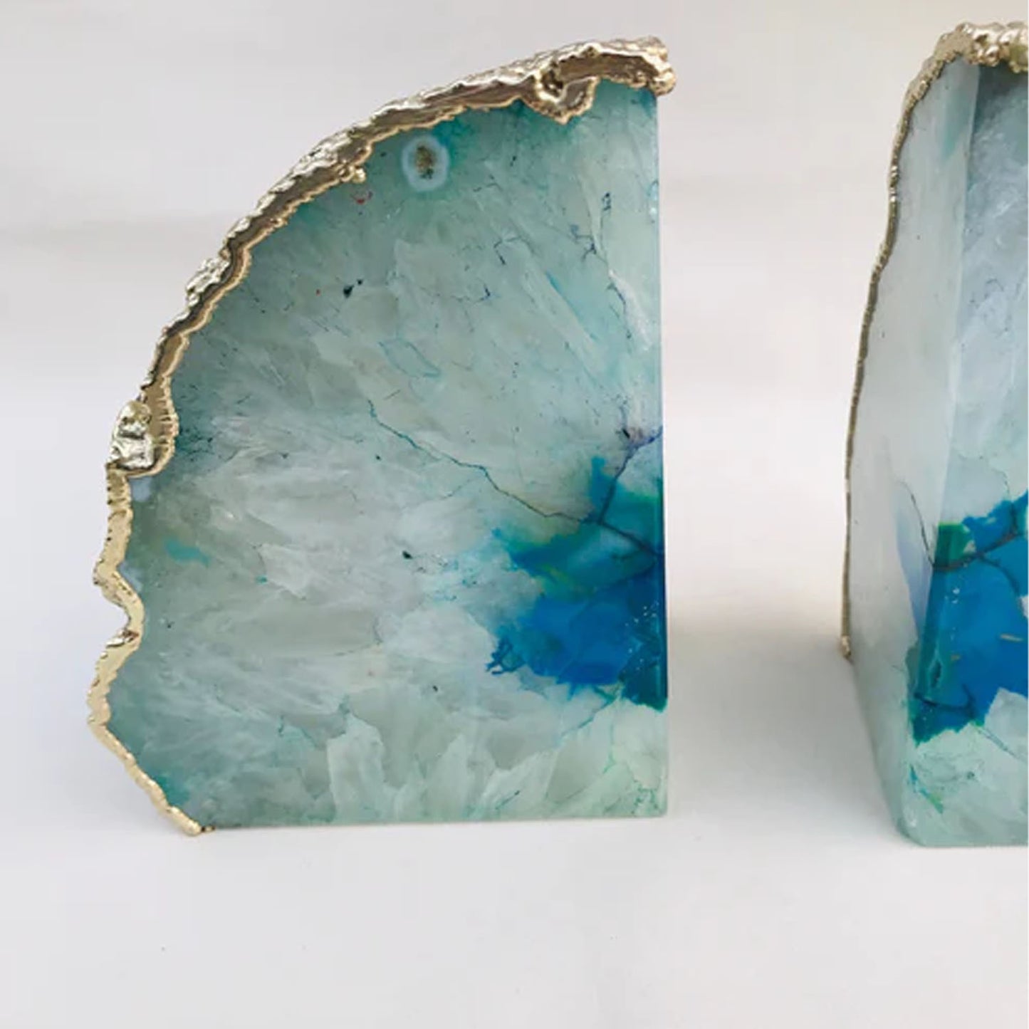 Aqua Plated Agate Bookends