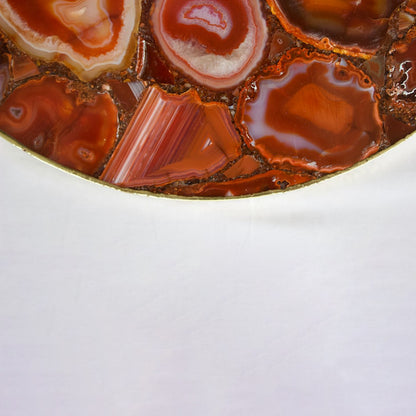 Red Agate Serving Tray With Brass Handles | Circular