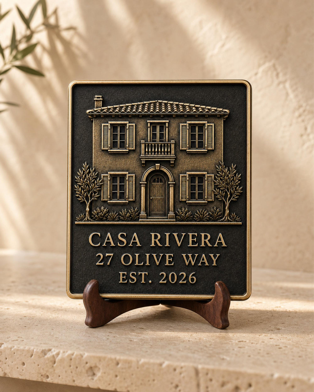 Personalised Building Portrait Plaque, Custom House Relief, Antique Brass Property Keepsake