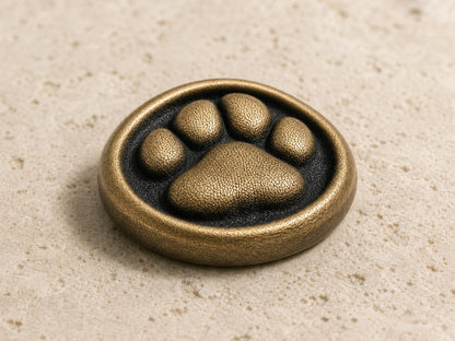 Custom Dog Paw Memorial Plaque, Antique Brass Keepsake, Personalised Dog Paw Print Ornament