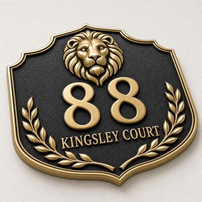 Personalised House Number Sign | Antique Brass Address Plaque | Custom Street/Family Name Board