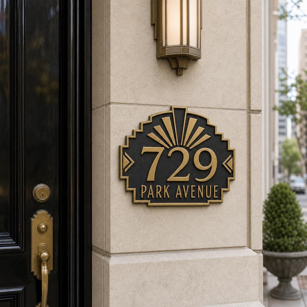 Personalised House Number Sign | Antique Brass Address Plaque | Custom Street/Family Name Board