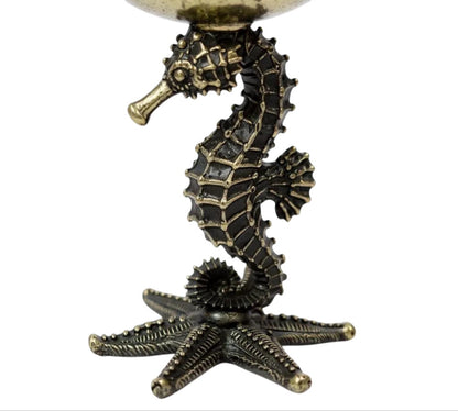 Set of 4 - Seahorse Wine Glasses | Decorative Drinkware | Statement Barware | Antique or Gold Finish