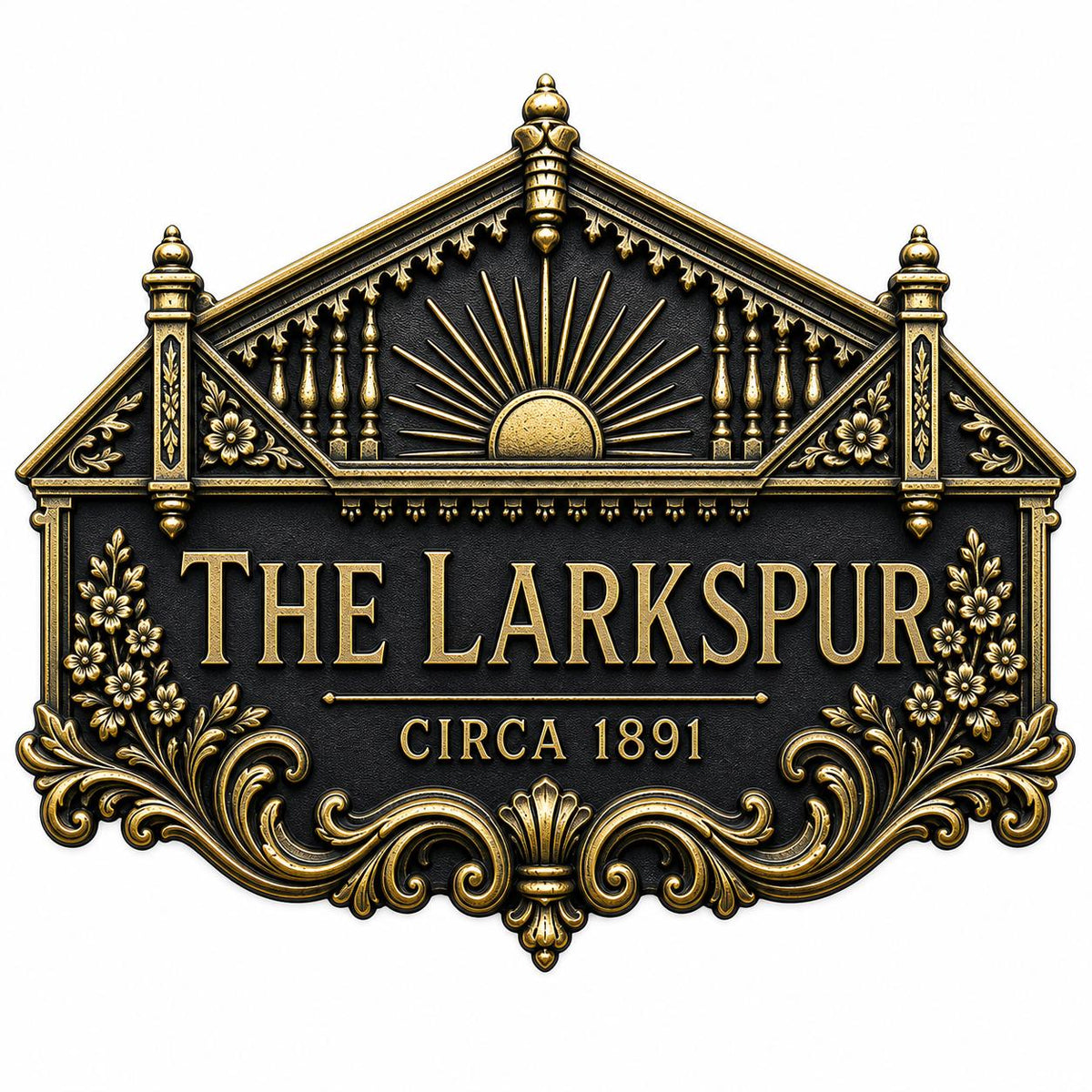 Personalized Antique Brass House Name Plaque | Custom Manor Sign