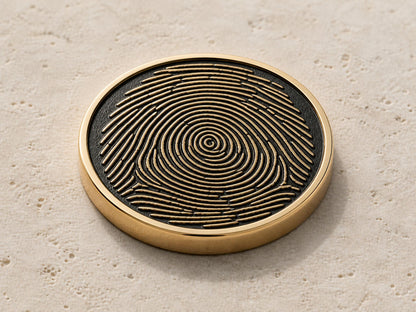 Custom Fingerprint Memorial Plaque, Antique Brass Fingerprint Keepsake, Personalised Handwriting Remembrance Gift