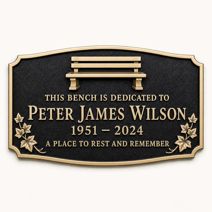 Personalised Garden Memorial Plaque, Antique Brass Tribute Sign