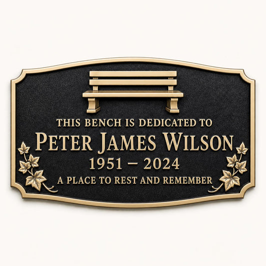 Personalised Garden Memorial Plaque, Antique Brass Tribute Sign
