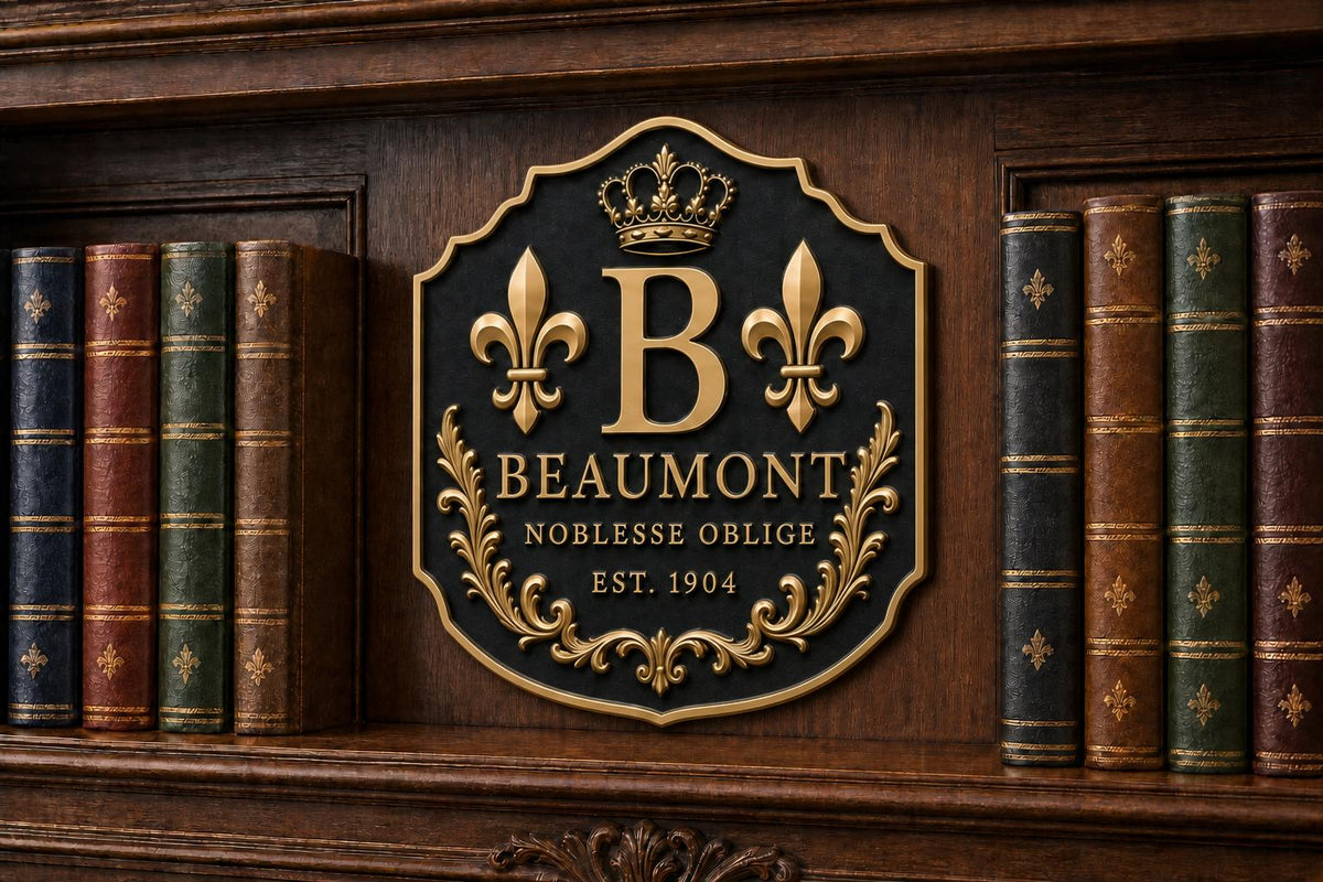 Custom Surname Crest Wall Sign | Personalised Family Initial, Motto & Antique Brass Relief
