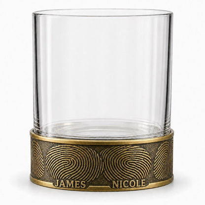 Personalised Fingerprint or Pet Paw Print Whisky Glass | Antique Brass Base | Custom Remembrance Gift