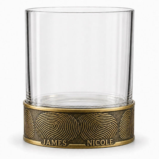 Personalised Fingerprint or Pet Paw Print Whisky Glass | Antique Brass Base | Custom Remembrance Gift