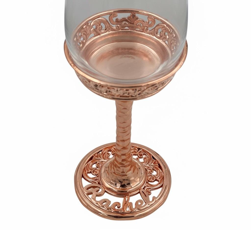 Personalised Wine Glasses Set | Electro-Formed Metal Base (Set of 1 or 2)