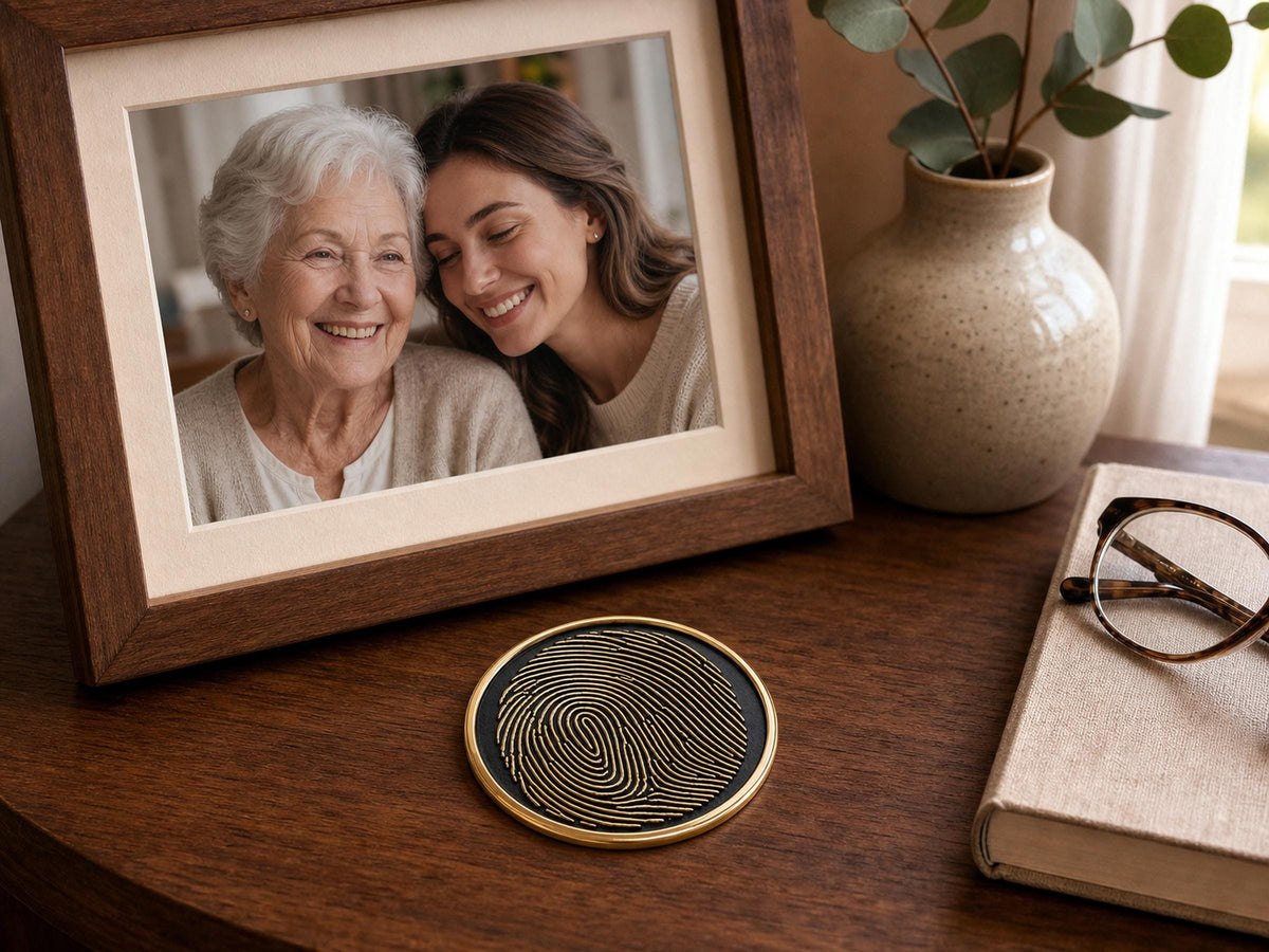 Custom Grandma Thumbprint Memorial Plaque, Antique Brass Keepsake, Personalised Handwriting Remembrance Gift