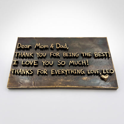 Custom Handwritten Note Plaque | Antique Brass Message Sign | Personalized Letter Keepsake Gift