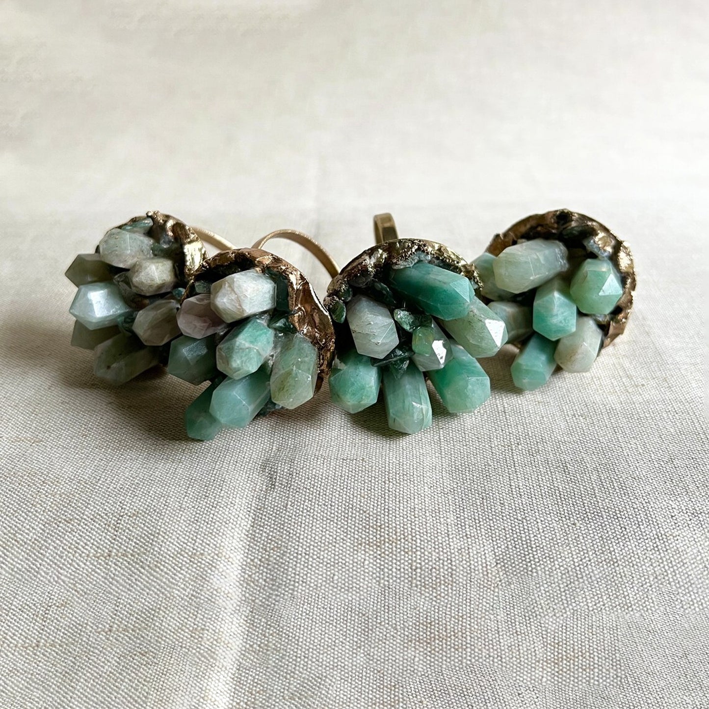Set of 4 Chunky Green Agate Napkin Rings