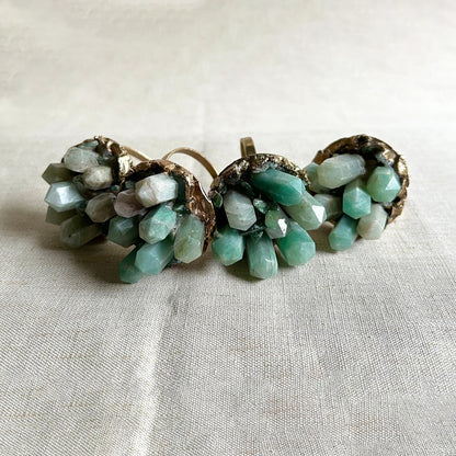 Set of 4 Chunky Green Agate Napkin Rings