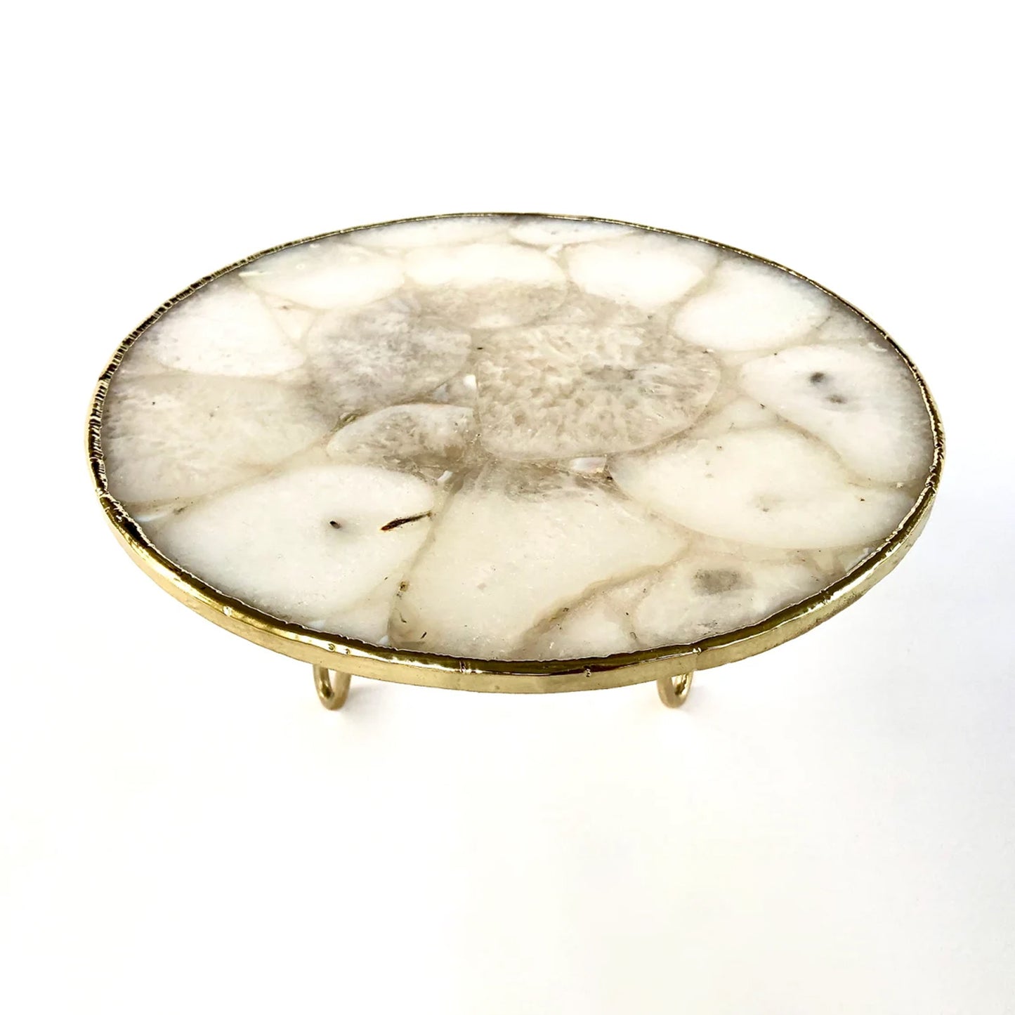White Crystal Agate Cake Stand/Centrepiece/Display Stand/Tray 10" Round