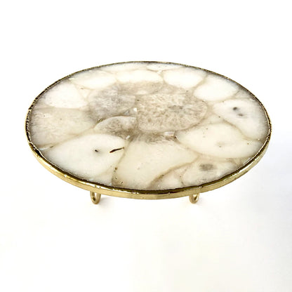 White Crystal Agate Cake Stand/Centrepiece/Display Stand/Tray 10" Round