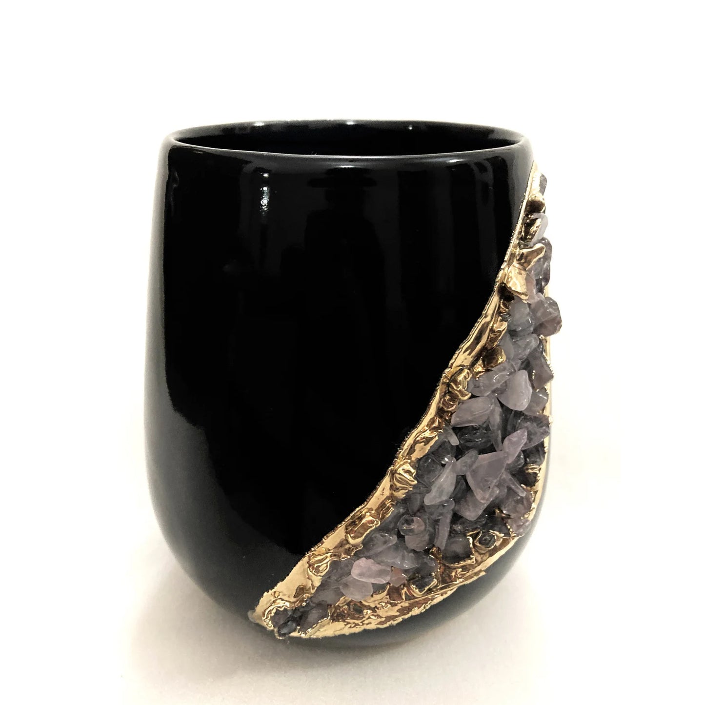 Set of 2 Black Ceramic Vases