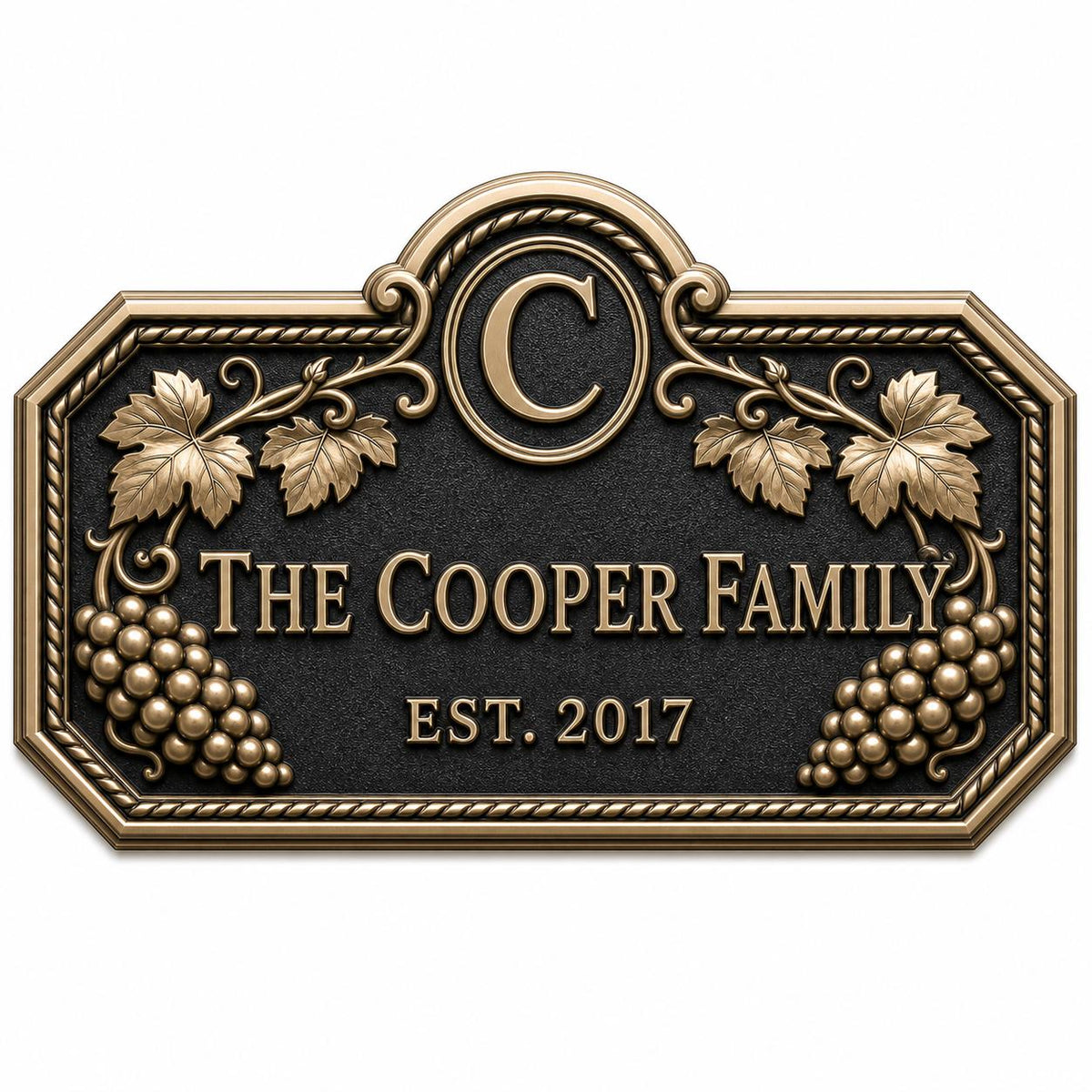 Personalised House Name Sign | Antique Brass Address Plaque | Custom Family Plaques