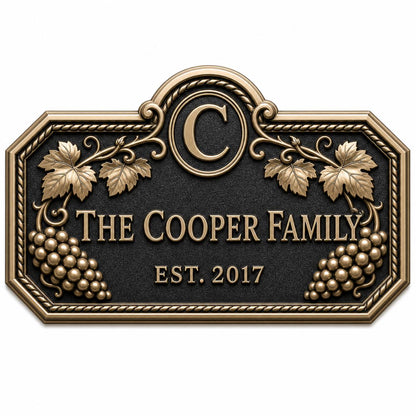 Personalised House Name Sign | Antique Brass Address Plaque | Custom Family Plaques