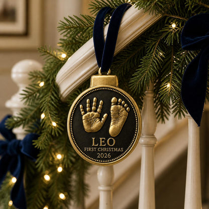 Baby Handprint and Footprint Ornament, Medallion
