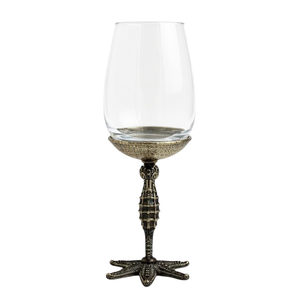 Set of 4 - Seahorse Wine Glasses | Decorative Drinkware | Statement Barware | Antique or Gold Finish