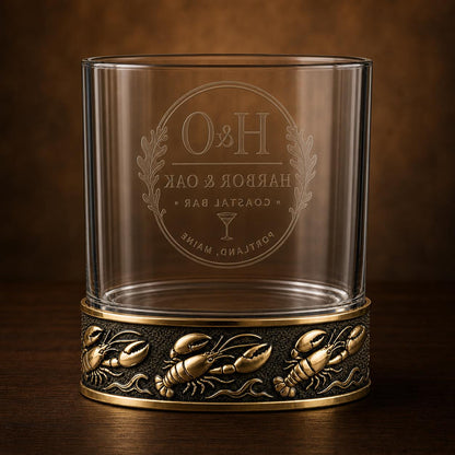 Personalized Lobster Whiskey Glass – Custom Etched Old Fashioned Glass, 10 oz