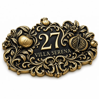Design Your Own Custom House Number Plaque | Personalized Antique Brass Tropical Address Sign