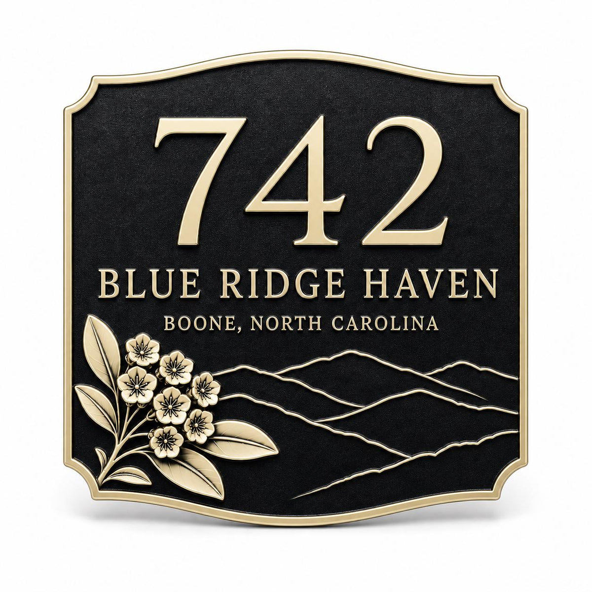 Personalised Mountain Address Plaque | Custom Antique Brass House Number Sign Board