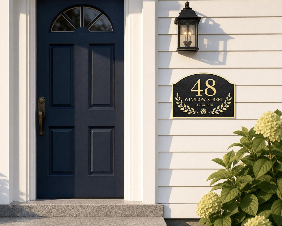 Personalised Antique Brass Address Plaque | Custom House Number Sign