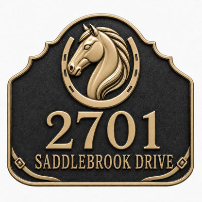 Personalised House Number Sign | Antique Brass Address Plaque | Custom Street/Family Name Board