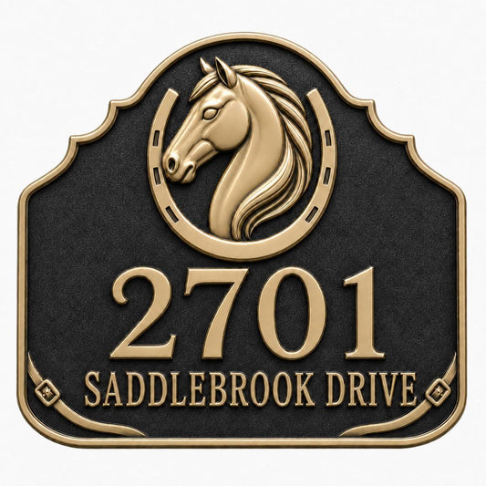 Personalised House Number Sign | Antique Brass Address Plaque | Custom Street/Family Name Board