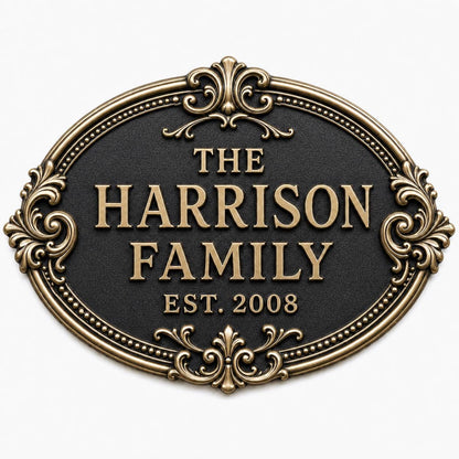Personalised House Name Sign | Antique Brass Address Plaque | Custom Family Plaques