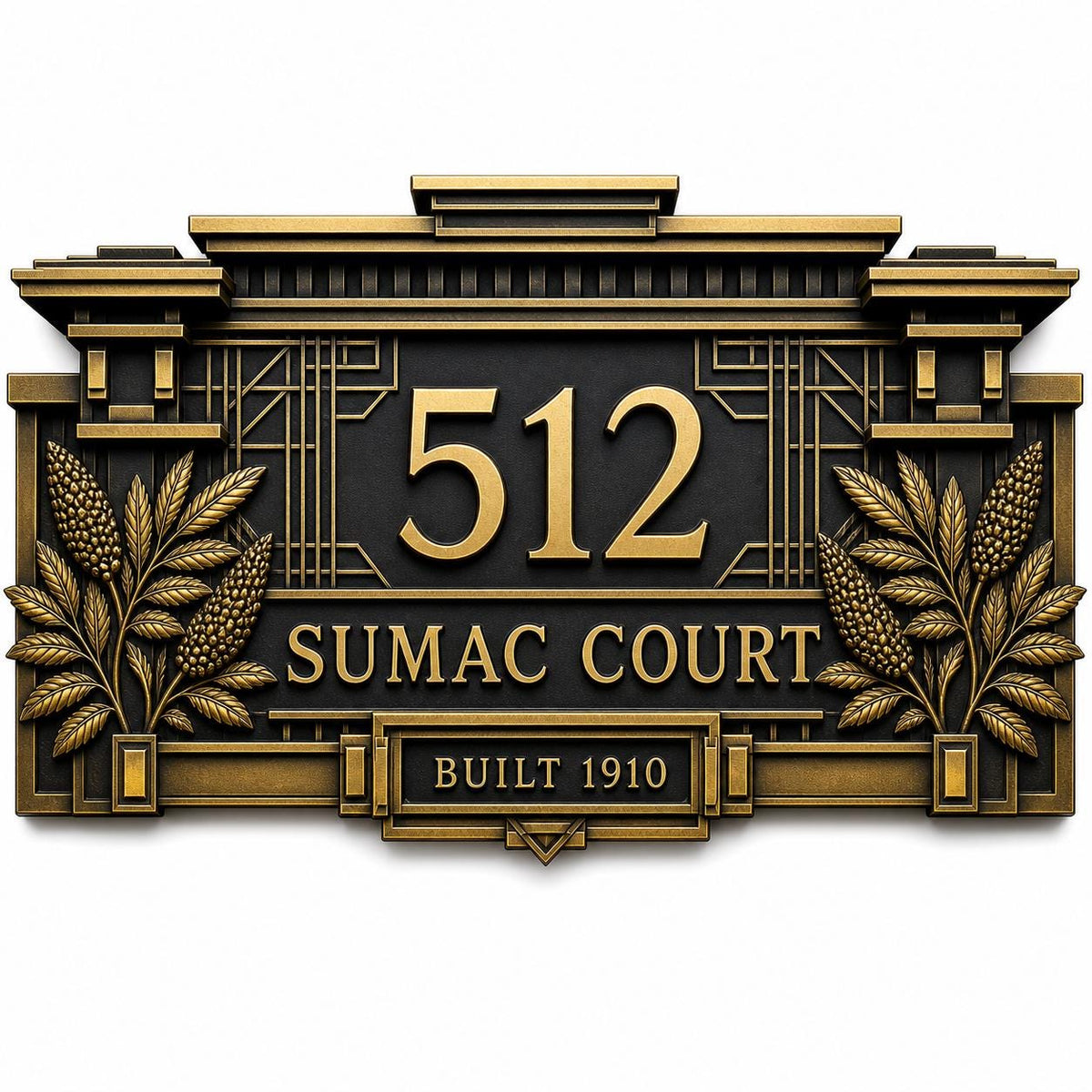 Custom House Name/Number Sign | Antqiue Brass Plaque