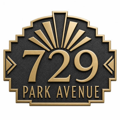 Personalised House Number Sign | Antique Brass Address Plaque | Custom Street/Family Name Board