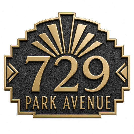 Personalised House Number Sign | Antique Brass Address Plaque | Custom Street/Family Name Board