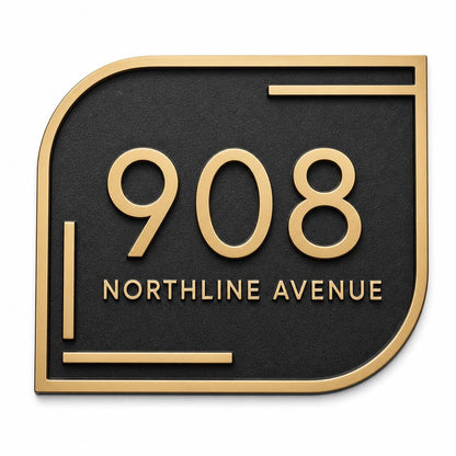 Personalised House Number Sign | Antique Brass Address Plaque | Custom Street/Family Name Board