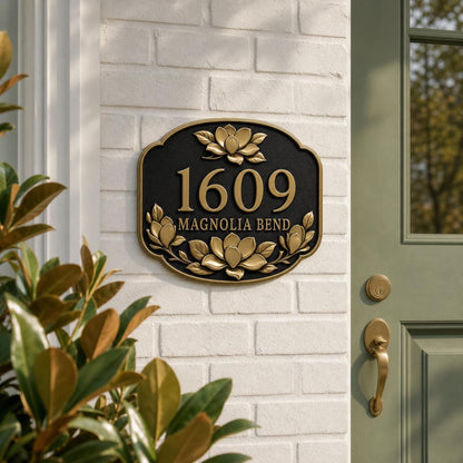 Personalised House Number Sign | Antique Brass Address Plaque | Custom Street/Family Name Board