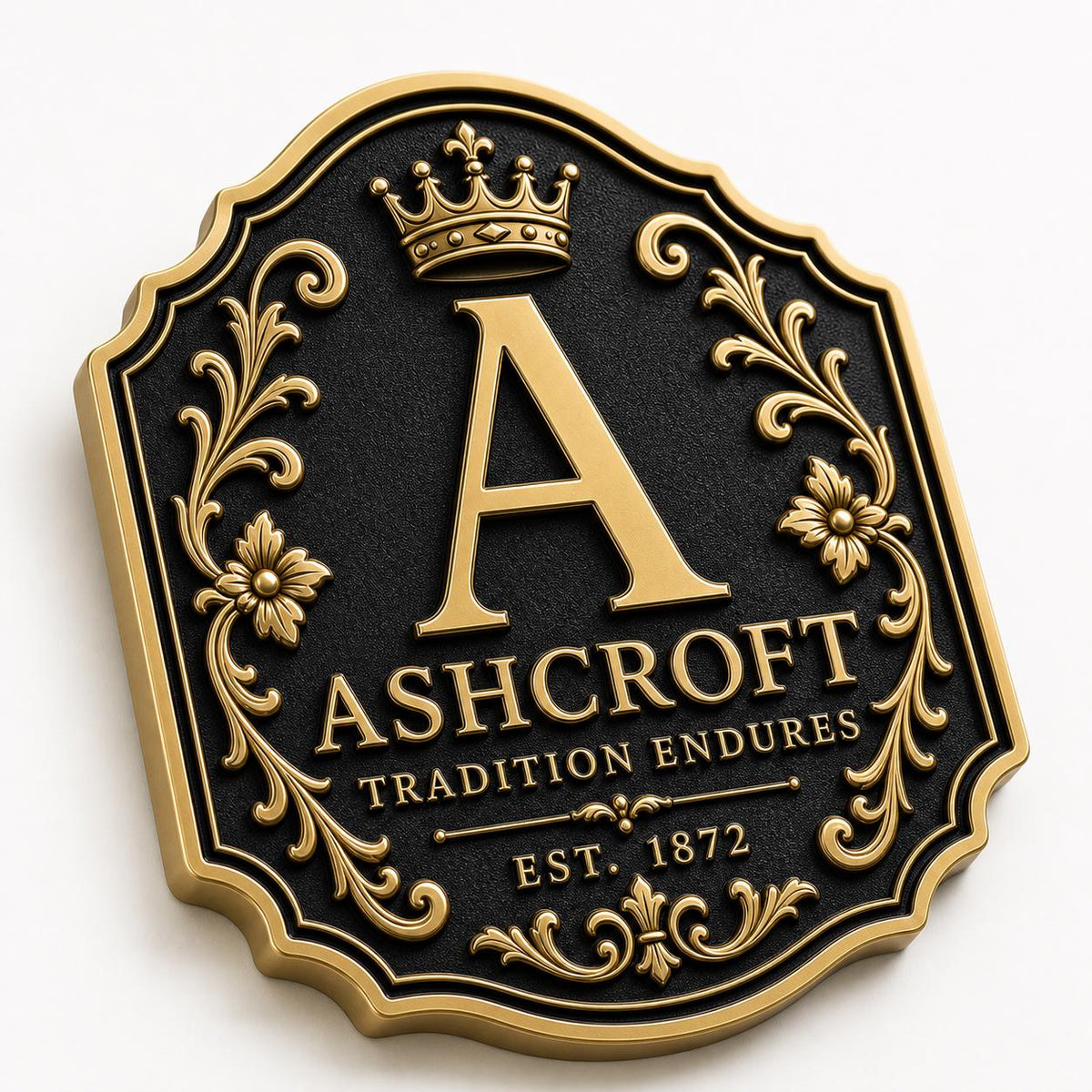 Custom Family Crest Plaque | Personalised Antique Brass Wall Sign