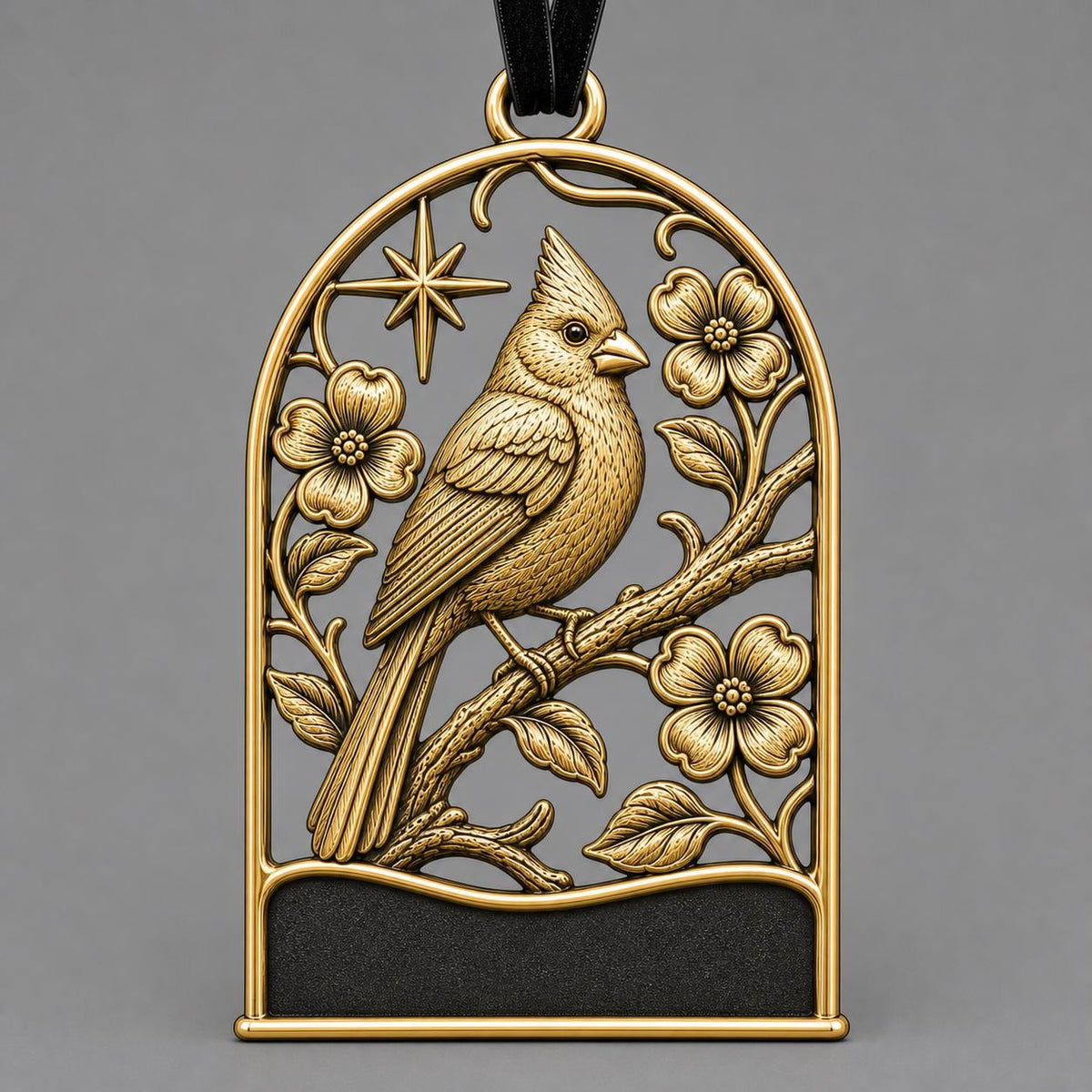 Large Personalized Cardinal Memorial Ornament | Antique Brass Christmas Decor | Remembrance Keepsake