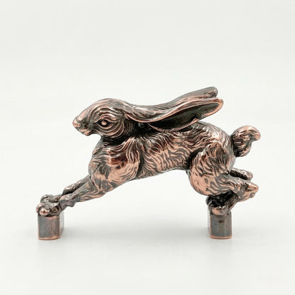 One hopping hare handle in antique copper