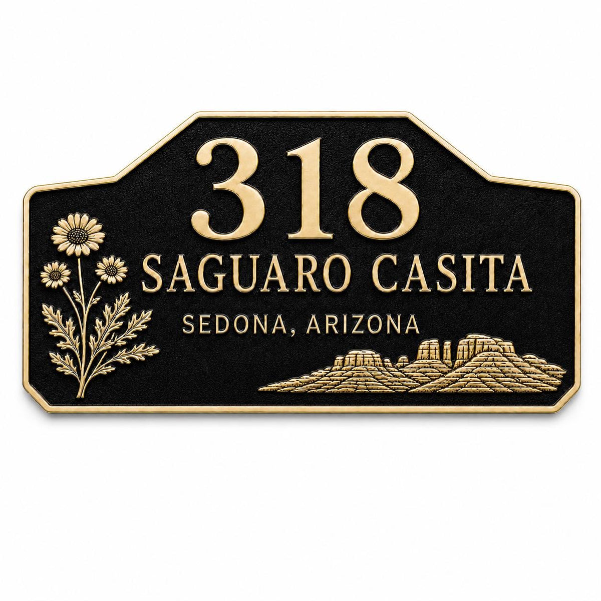 Personalised Designer Address Plaque | Custom Antique Brass House Number