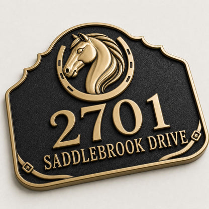 Personalised House Number Sign | Antique Brass Address Plaque | Custom Street/Family Name Board