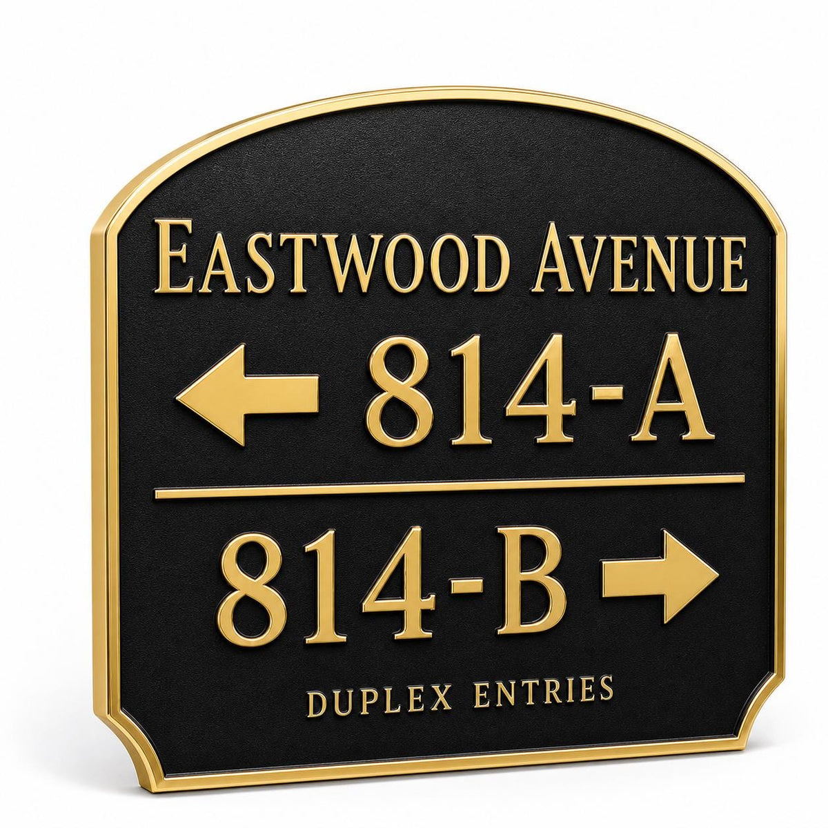 Personalized Duplex Address Sign, Left Right Entry Plaque, Custom Brass House Number Sign