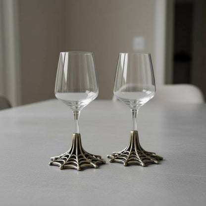 Spider Web Wine Glass – Electroformed Web Base, 12 oz