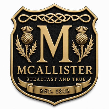 Design Your Own Family Crest Plaque | Personalised Surname & Motto | Antique Brass Wall Sign